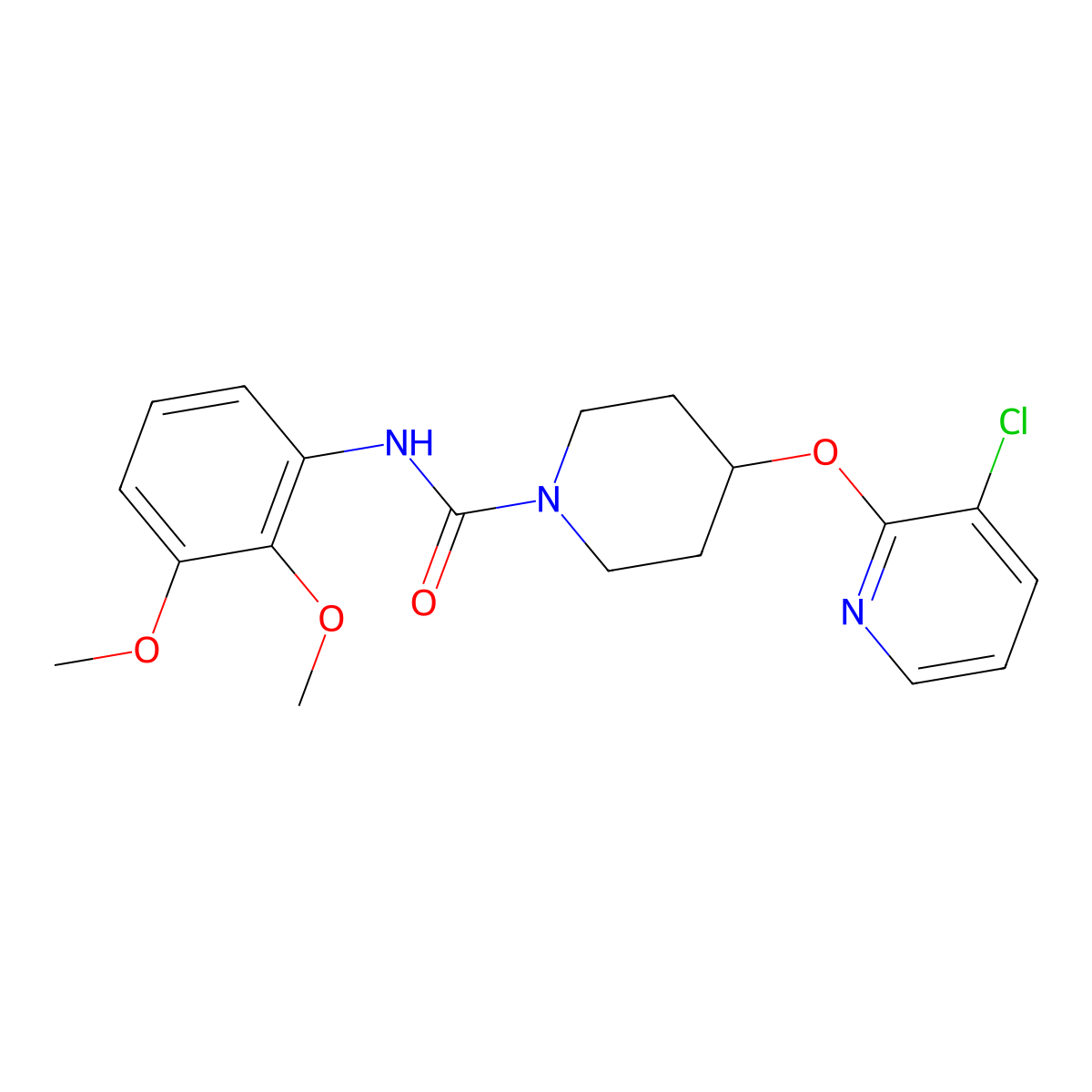 4-((3-chloropyridin-2-yl)oxy)-N-(2,3-dimethoxyphenyl)piperidine-1-carboxamide molecular structure, CAS 1448075-28-2