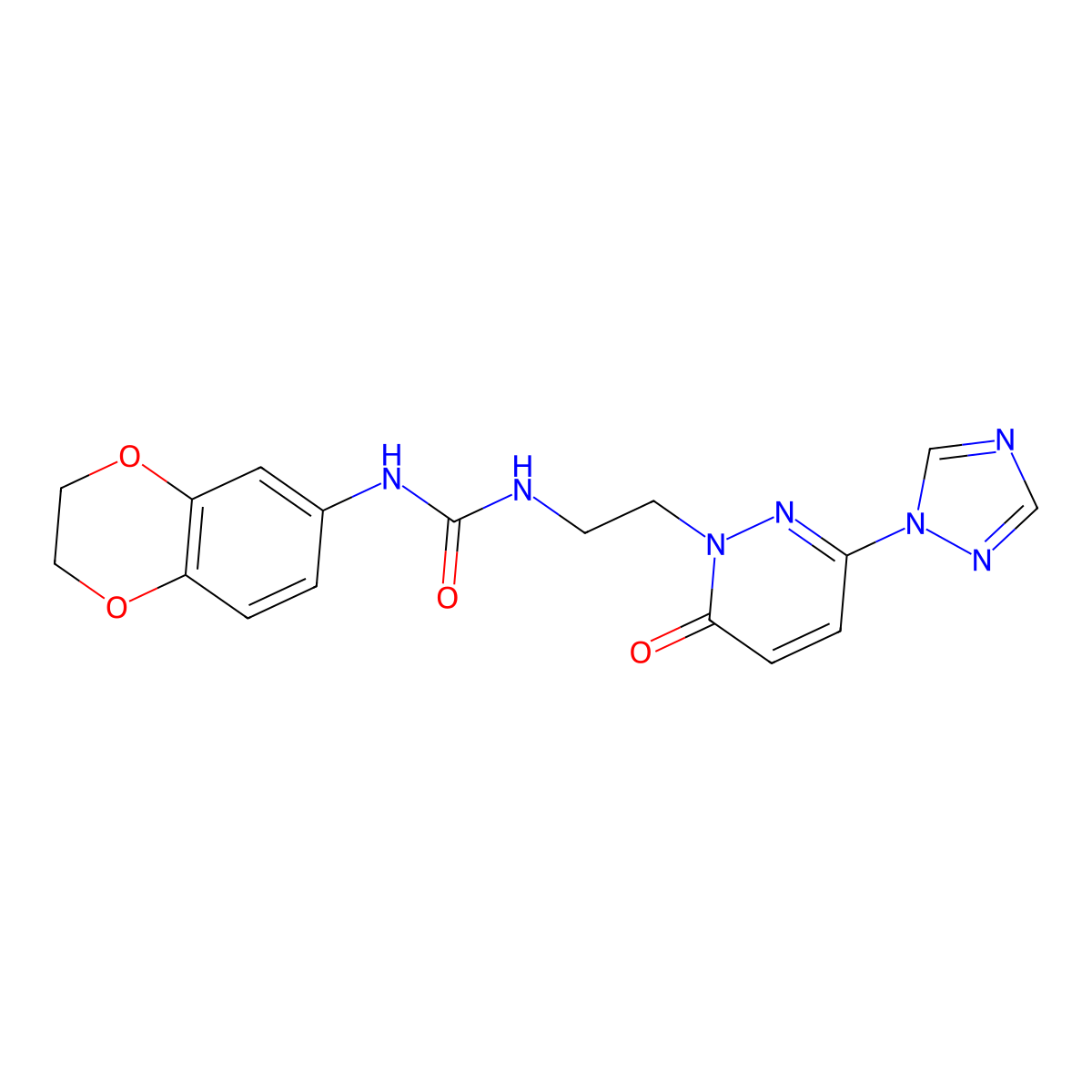 1-(2,3-dihydrobenzo[b][1,4]dioxin-6-yl)-3-(2-(6-oxo-3-(1H-1,2,4-triazol-1-yl)pyridazin-1(6H)-yl)ethyl)urea molecular structure, CAS 1448075-31-7