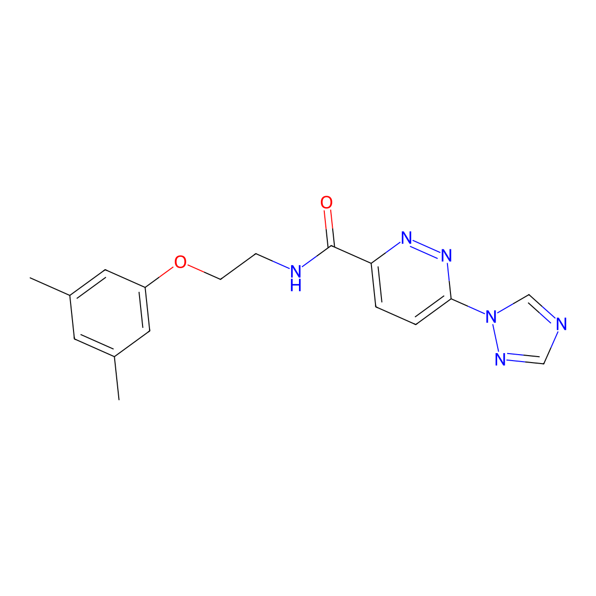 N-[2-(3,5-dimethylphenoxy)ethyl]-6-(1H-1,2,4-triazol-1-yl)pyridazine-3-carboxamide molecular structure, CAS 1448075-34-0