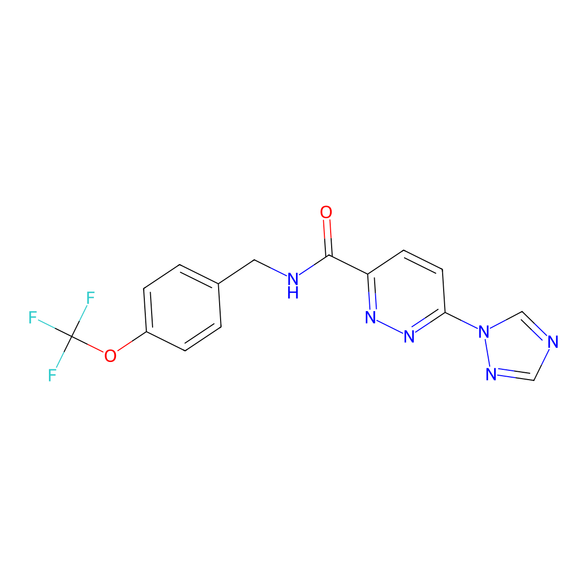 6-(1H-1,2,4-triazol-1-yl)-N-(4-(trifluoromethoxy)benzyl)pyridazine-3-carboxamide molecular structure, CAS 1448075-41-9