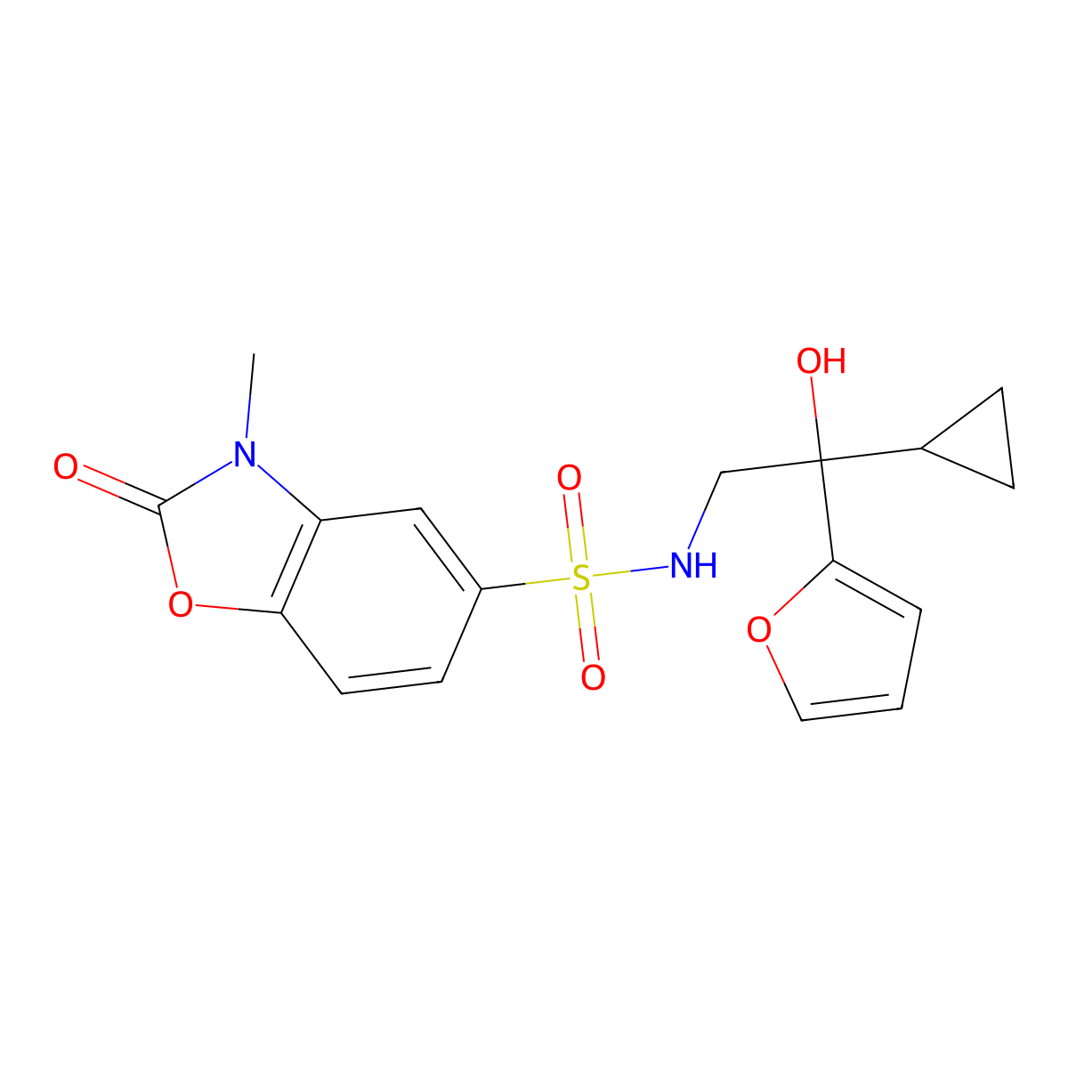 N-(2-cyclopropyl-2-(furan-2-yl)-2-hydroxyethyl)-3-methyl-2-oxo-2,3-dihydrobenzo[d]oxazole-5-sulfonamide molecular structure, CAS 1448075-42-0