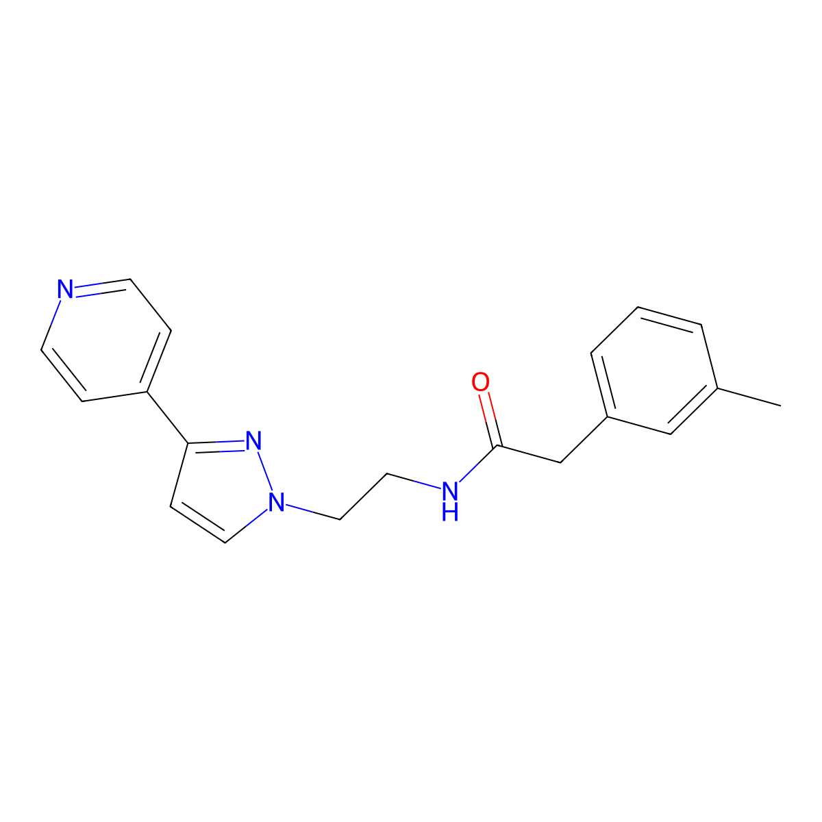 N-(2-(3-(pyridin-4-yl)-1H-pyrazol-1-yl)ethyl)-2-(m-tolyl)acetamide molecular structure, CAS 1448075-52-2