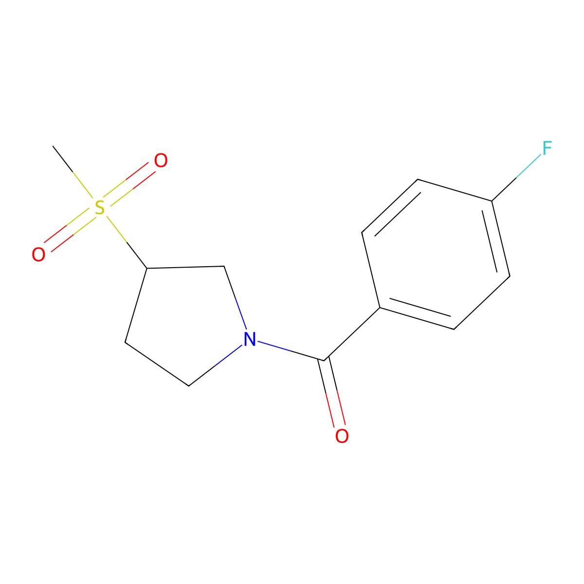 (4-Fluorophenyl)(3-(methylsulfonyl)pyrrolidin-1-yl)methanone molecular structure, CAS 1448075-57-7