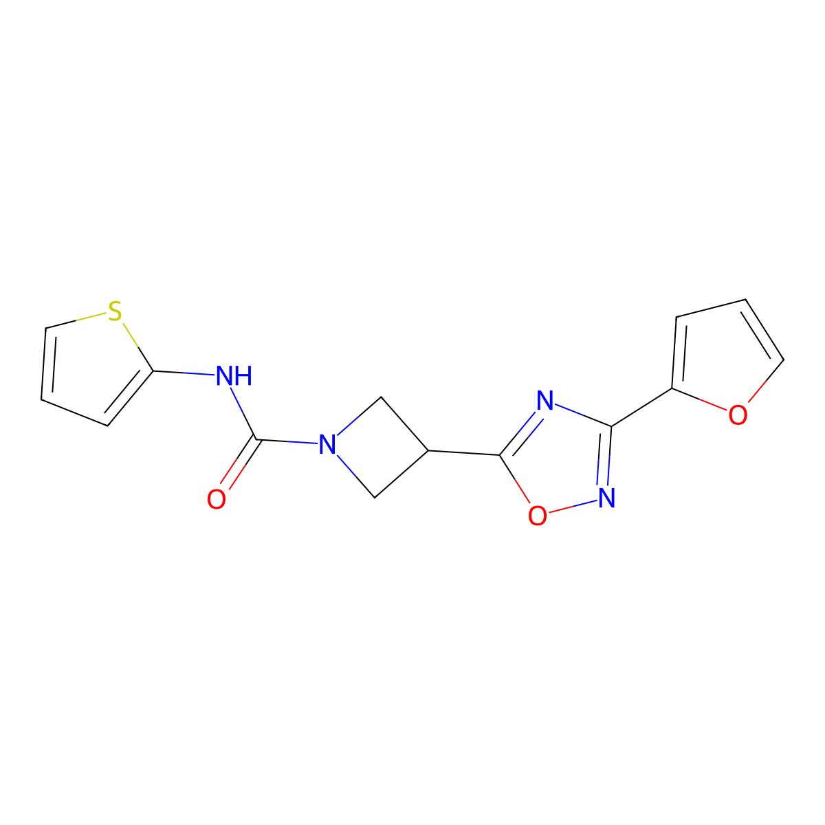 3-(3-(furan-2-yl)-1,2,4-oxadiazol-5-yl)-N-(thiophen-2-yl)azetidine-1-carboxamide molecular structure, CAS 1448075-58-8