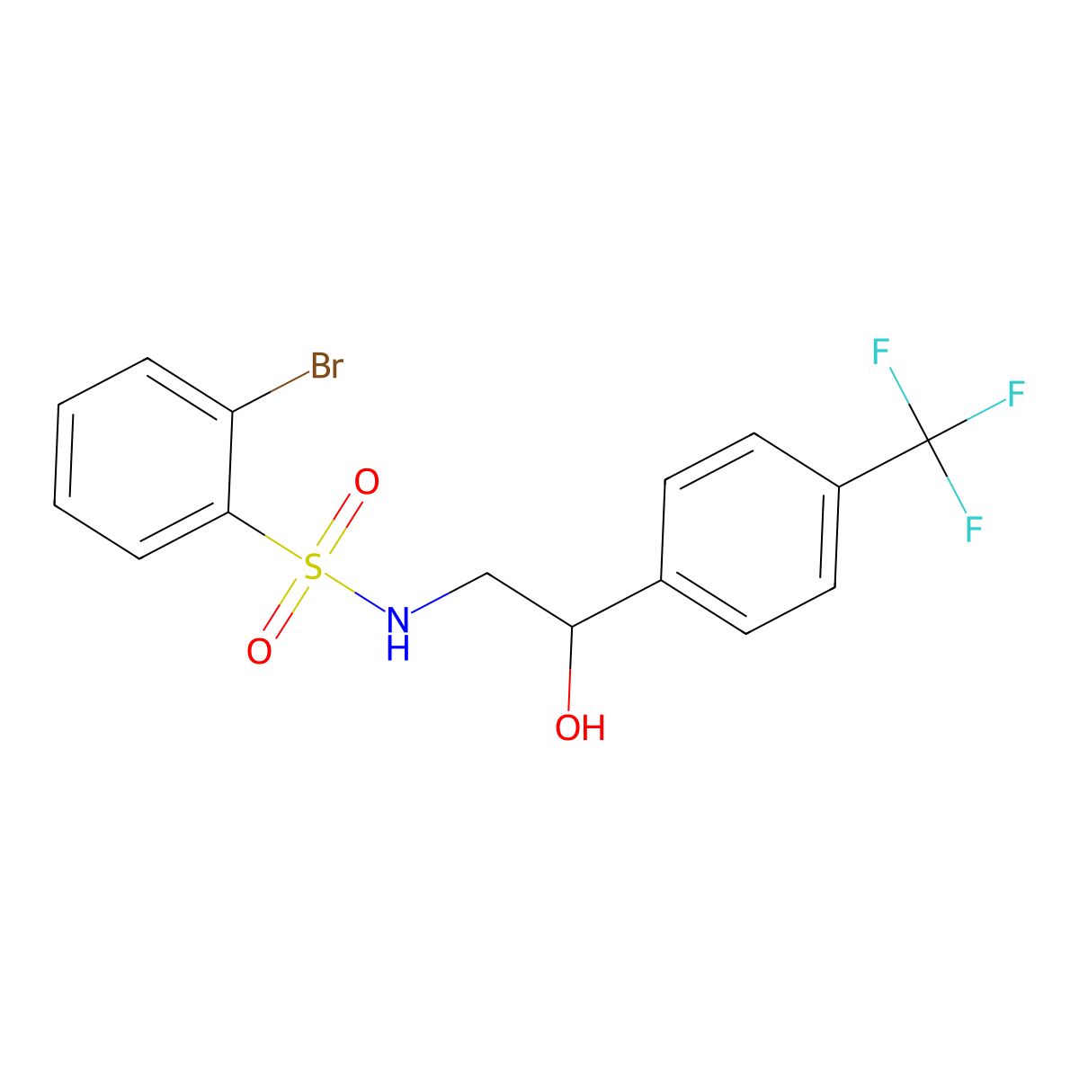 2-bromo-N-(2-hydroxy-2-(4-(trifluoromethyl)phenyl)ethyl)benzenesulfonamide molecular structure, CAS 1448075-59-9