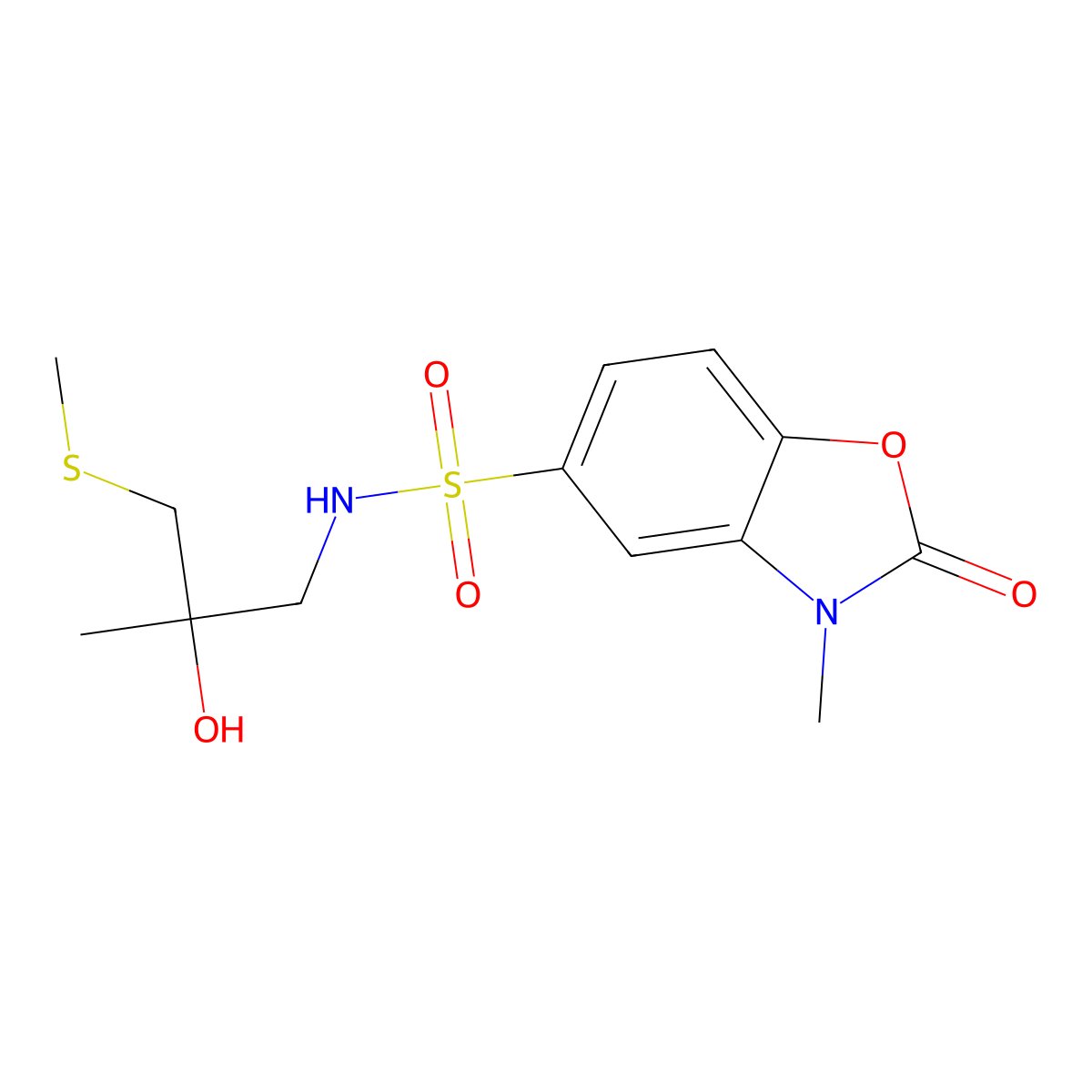 N-(2-hydroxy-2-methyl-3-(methylthio)propyl)-3-methyl-2-oxo-2,3-dihydrobenzo[d]oxazole-5-sulfonamide molecular structure, CAS 1448075-61-3
