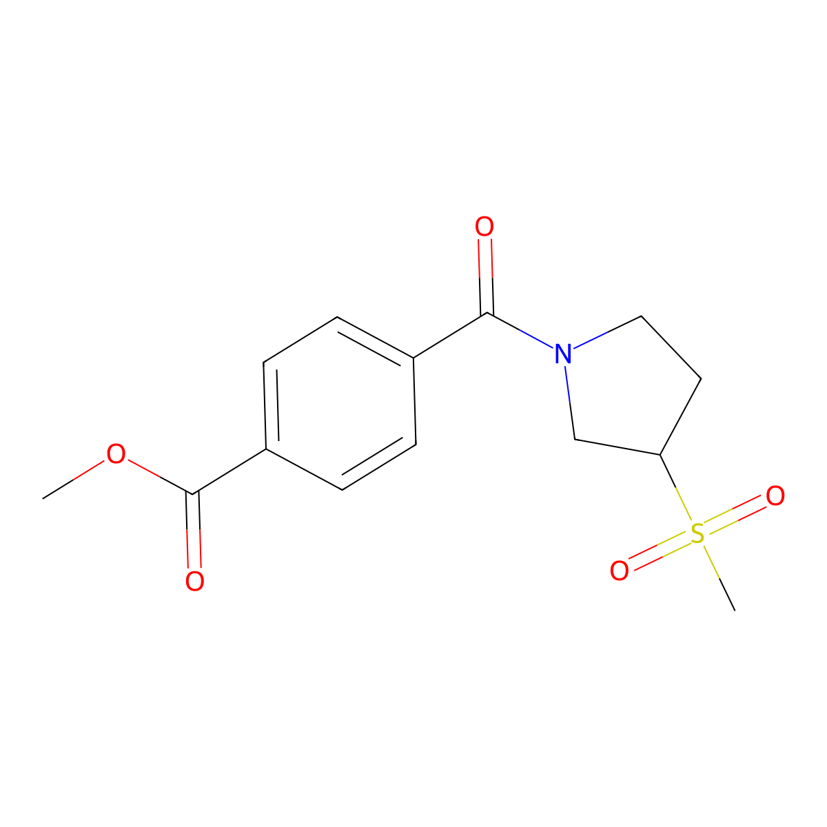 Methyl 4-(3-(methylsulfonyl)pyrrolidine-1-carbonyl)benzoate molecular structure, CAS 1448075-64-6