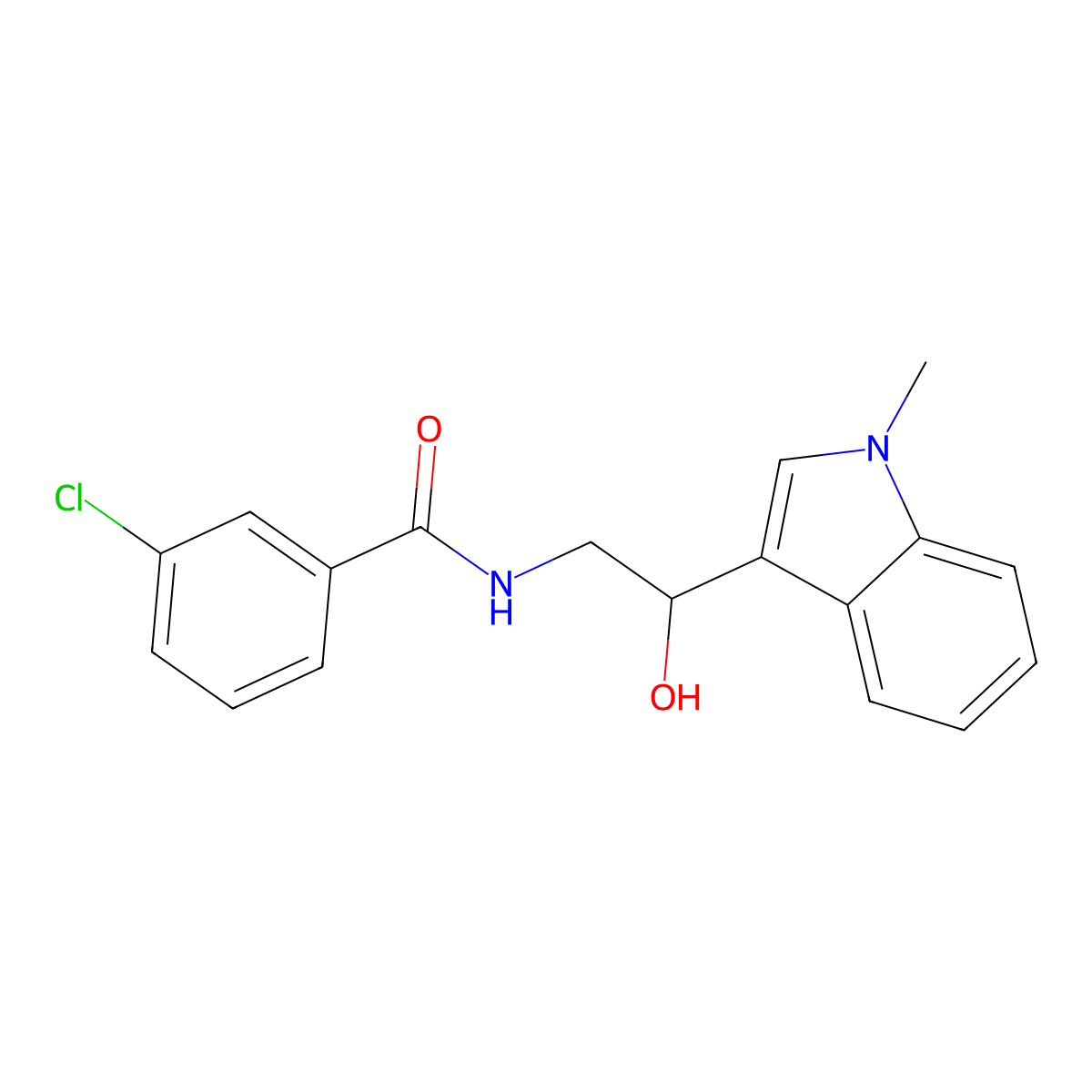 3-chloro-N-[2-hydroxy-2-(1-methyl-1H-indol-3-yl)ethyl]benzamide molecular structure, CAS 1448075-68-0