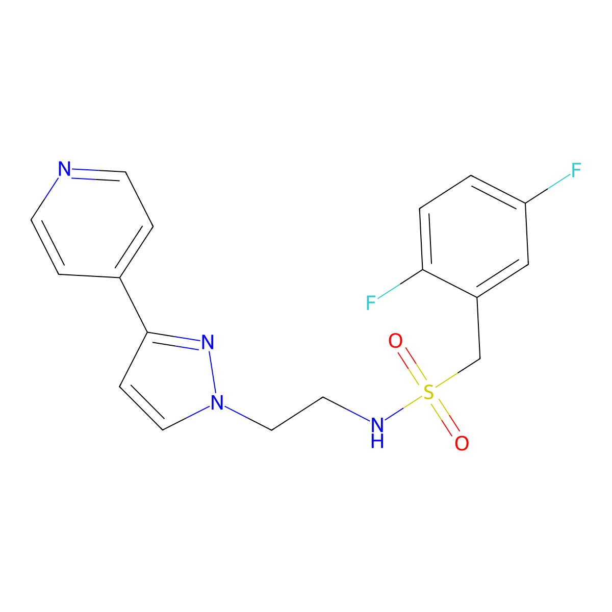 1-(2,5-difluorophenyl)-N-{2-[3-(pyridin-4-yl)-1H-pyrazol-1-yl]ethyl}methanesulfonamide molecular structure, CAS 1448075-72-6