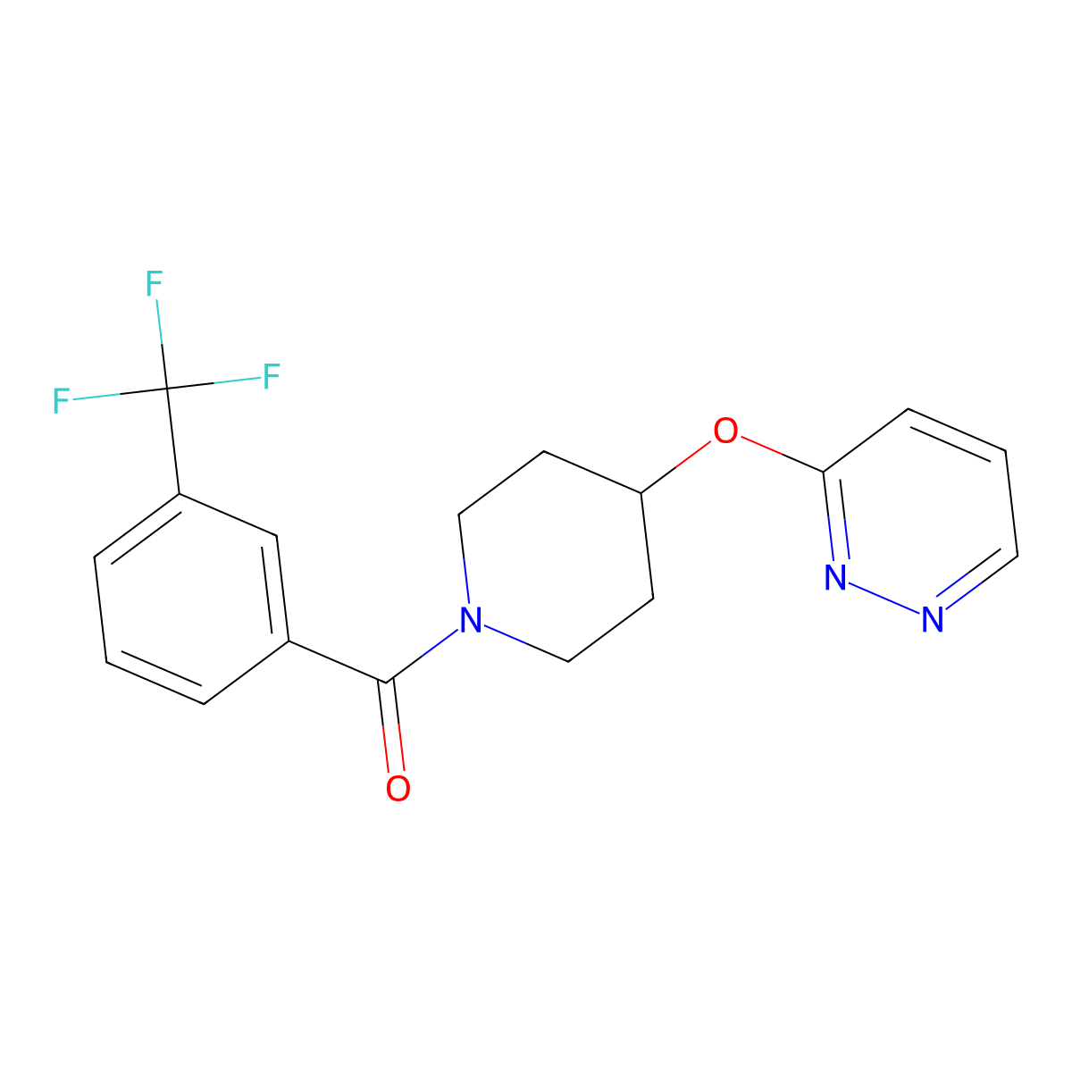 (4-(Pyridazin-3-yloxy)piperidin-1-yl)(3-(trifluoromethyl)phenyl)methanone molecular structure, CAS 1448075-73-7