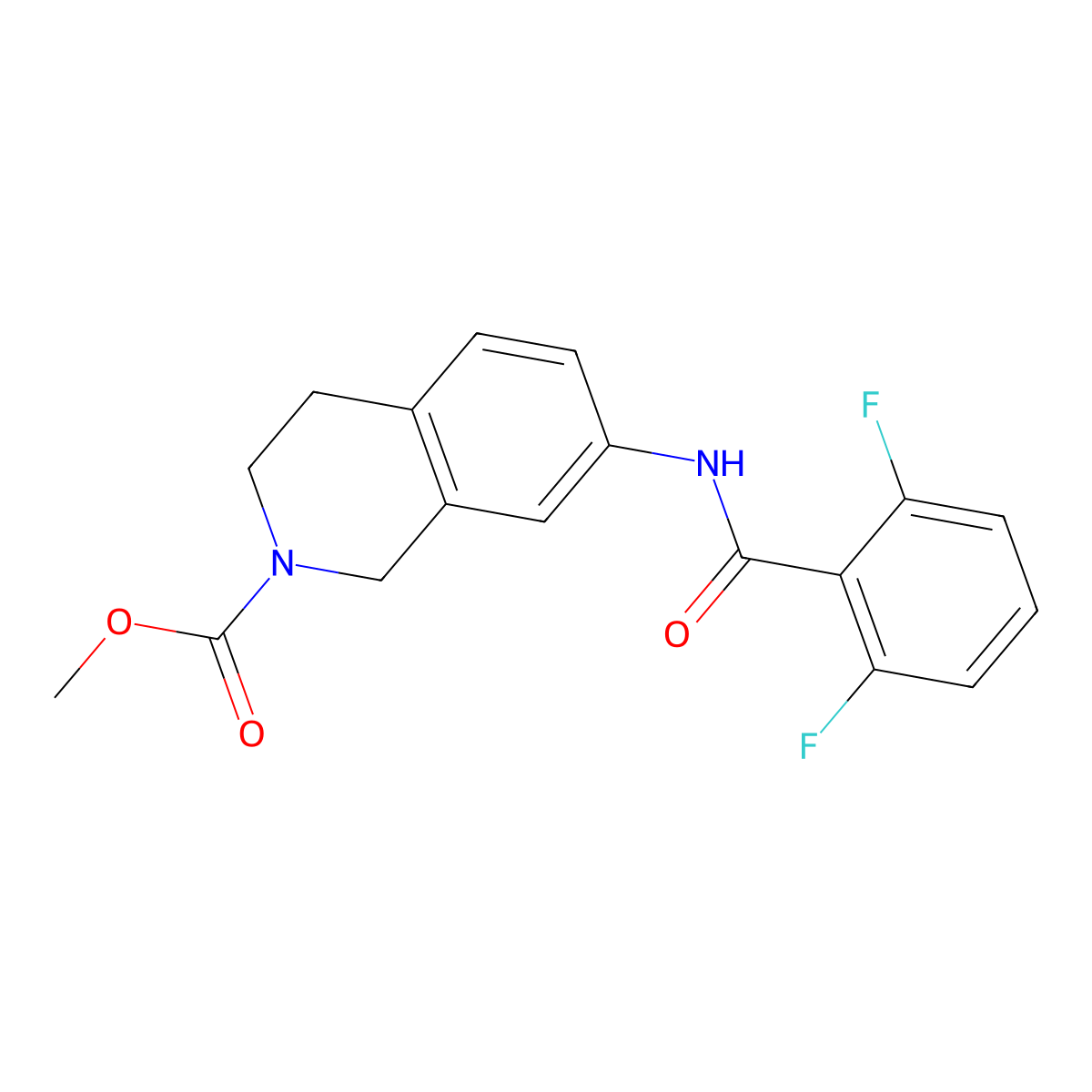 methyl 7-(2,6-difluorobenzamido)-3,4-dihydroisoquinoline-2(1H)-carboxylate molecular structure, CAS 1448075-76-0
