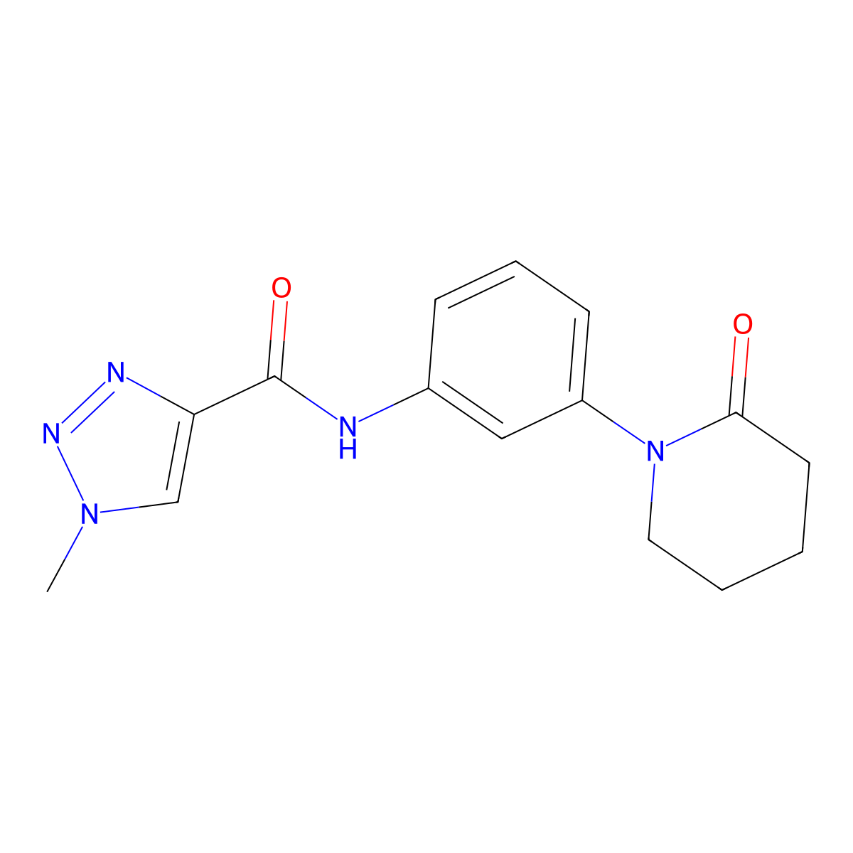 1-methyl-N-(3-(2-oxopiperidin-1-yl)phenyl)-1H-1,2,3-triazole-4-carboxamide molecular structure, CAS 1448075-81-7