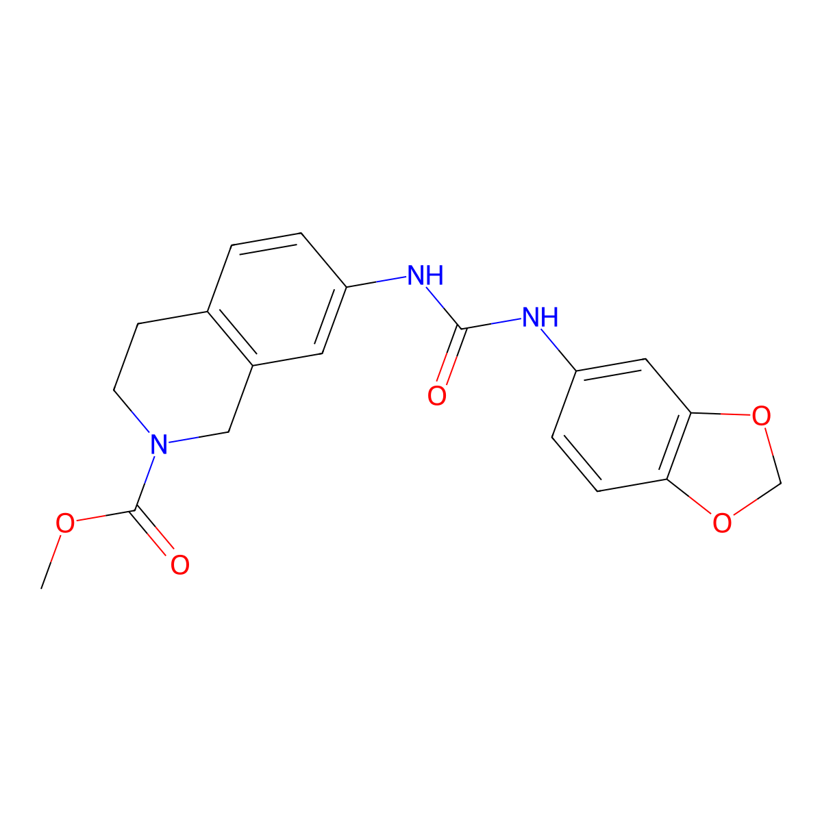 methyl 7-(3-(benzo[d][1,3]dioxol-5-yl)ureido)-3,4-dihydroisoquinoline-2(1H)-carboxylate molecular structure, CAS 1448075-84-0