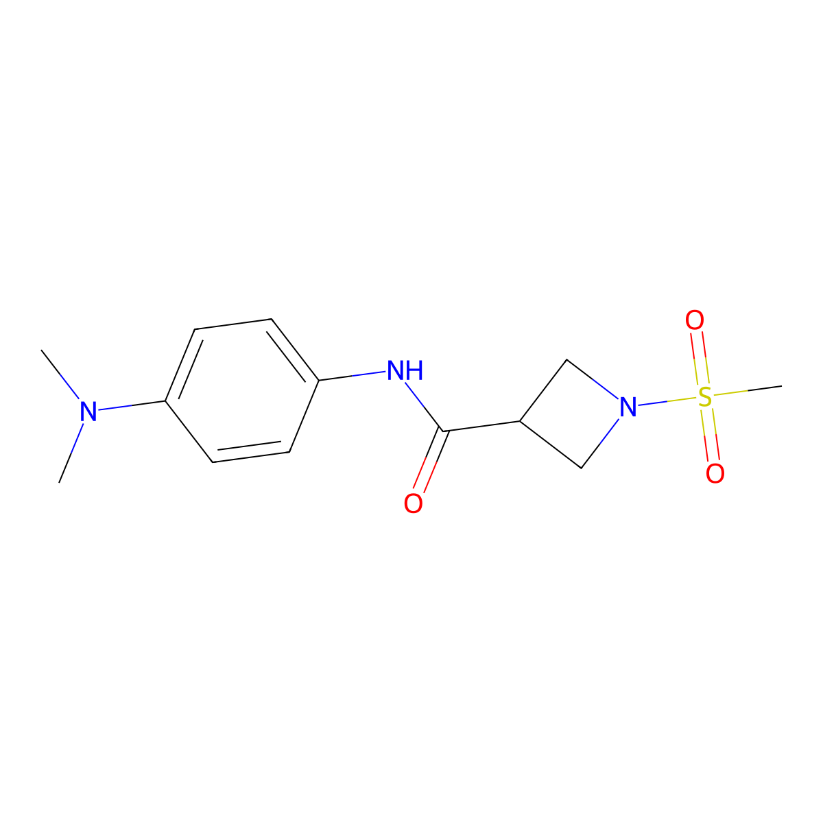 N-(4-(dimethylamino)phenyl)-1-(methylsulfonyl)azetidine-3-carboxamide molecular structure, CAS 1448075-87-3