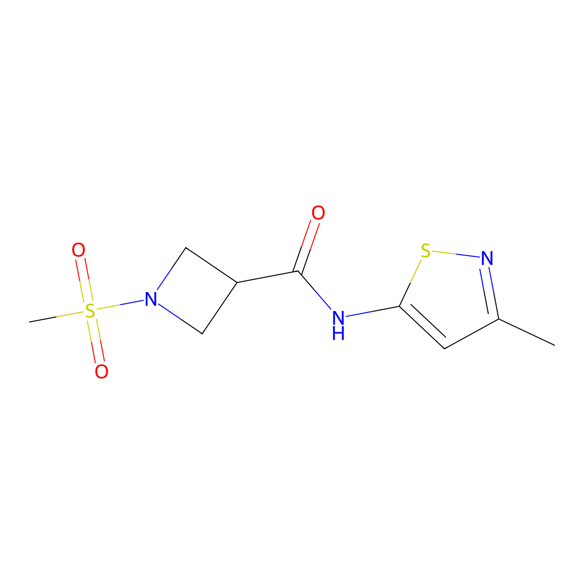 N-(3-methylisothiazol-5-yl)-1-(methylsulfonyl)azetidine-3-carboxamide molecular structure, CAS 1448075-93-1