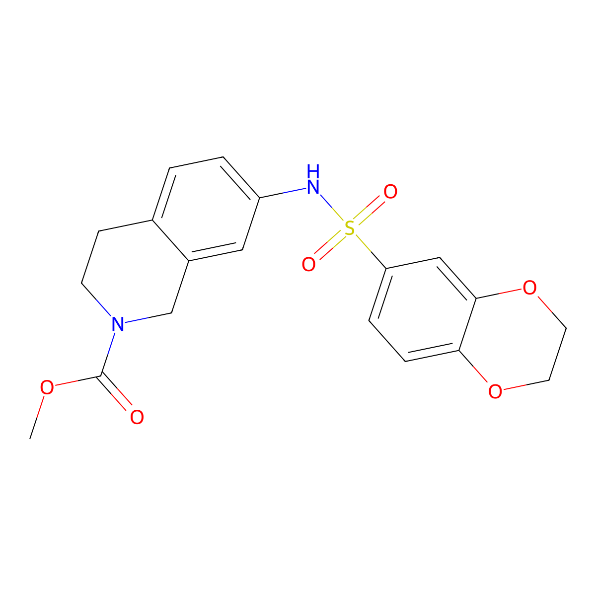 methyl 7-(2,3-dihydrobenzo[b][1,4]dioxine-6-sulfonamido)-3,4-dihydroisoquinoline-2(1H)-carboxylate molecular structure, CAS 1448075-94-2