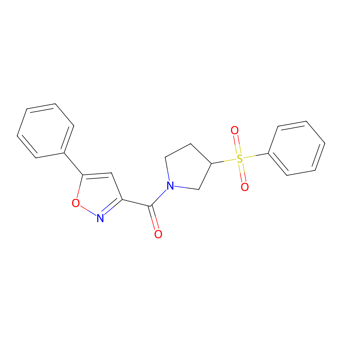 (5-Phenylisoxazol-3-yl)(3-(phenylsulfonyl)pyrrolidin-1-yl)methanone molecular structure, CAS 1448075-97-5