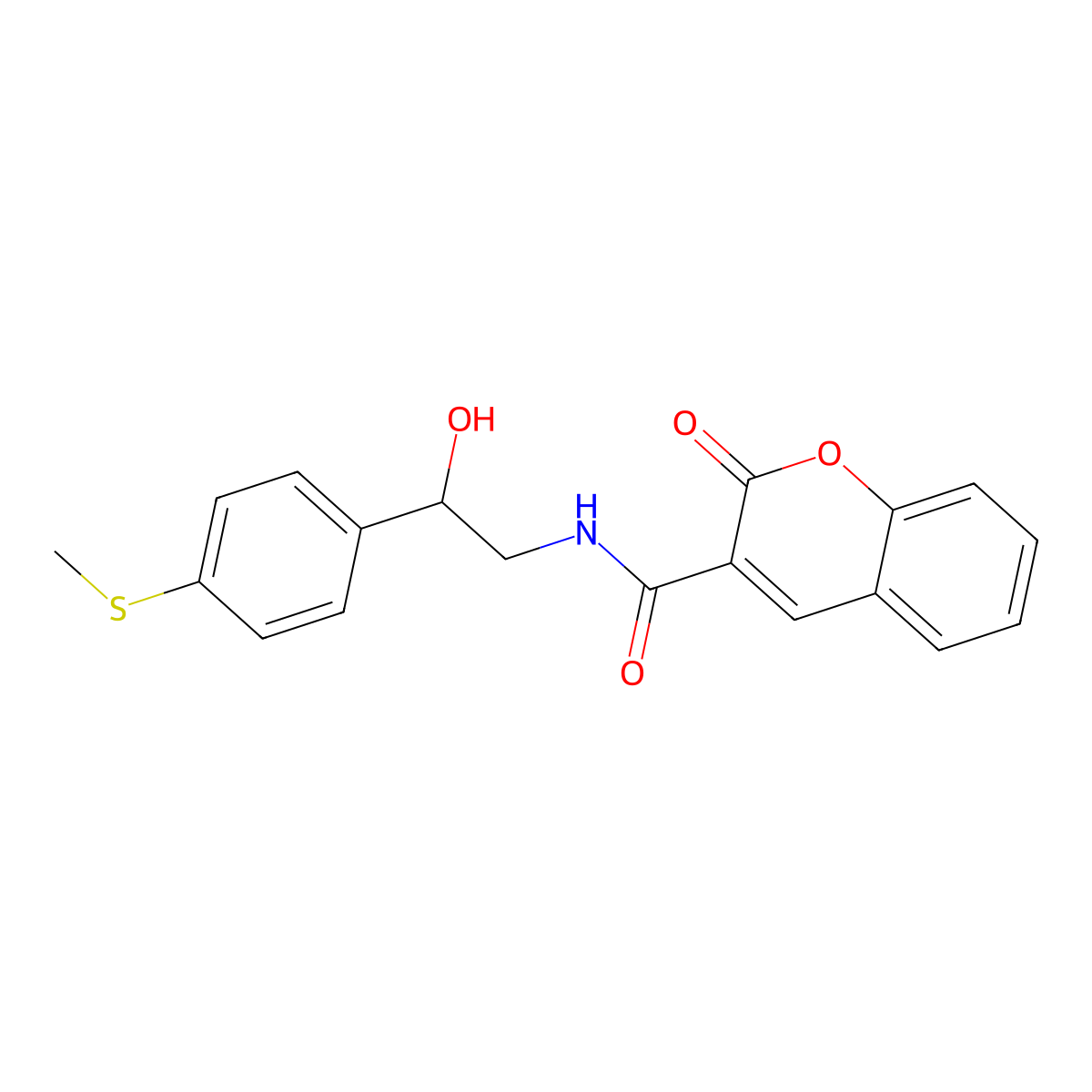 N-(2-hydroxy-2-(4-(methylthio)phenyl)ethyl)-2-oxo-2H-chromene-3-carboxamide molecular structure, CAS 1448075-99-7