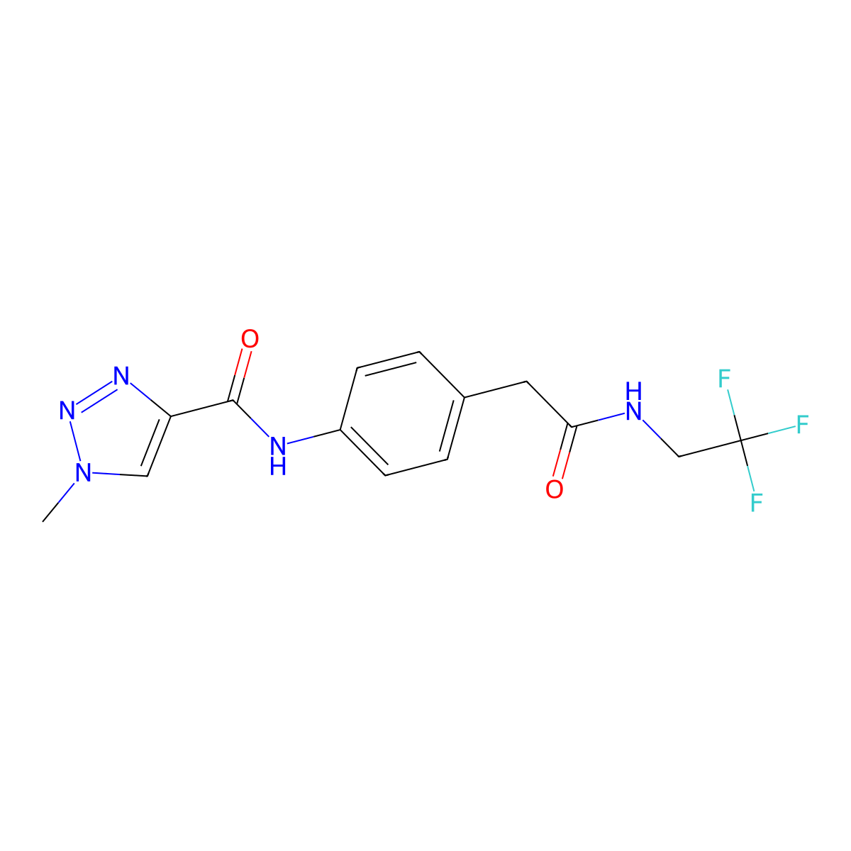 1-methyl-N-(4-(2-oxo-2-((2,2,2-trifluoroethyl)amino)ethyl)phenyl)-1H-1,2,3-triazole-4-carboxamide molecular structure, CAS 1448076-07-0