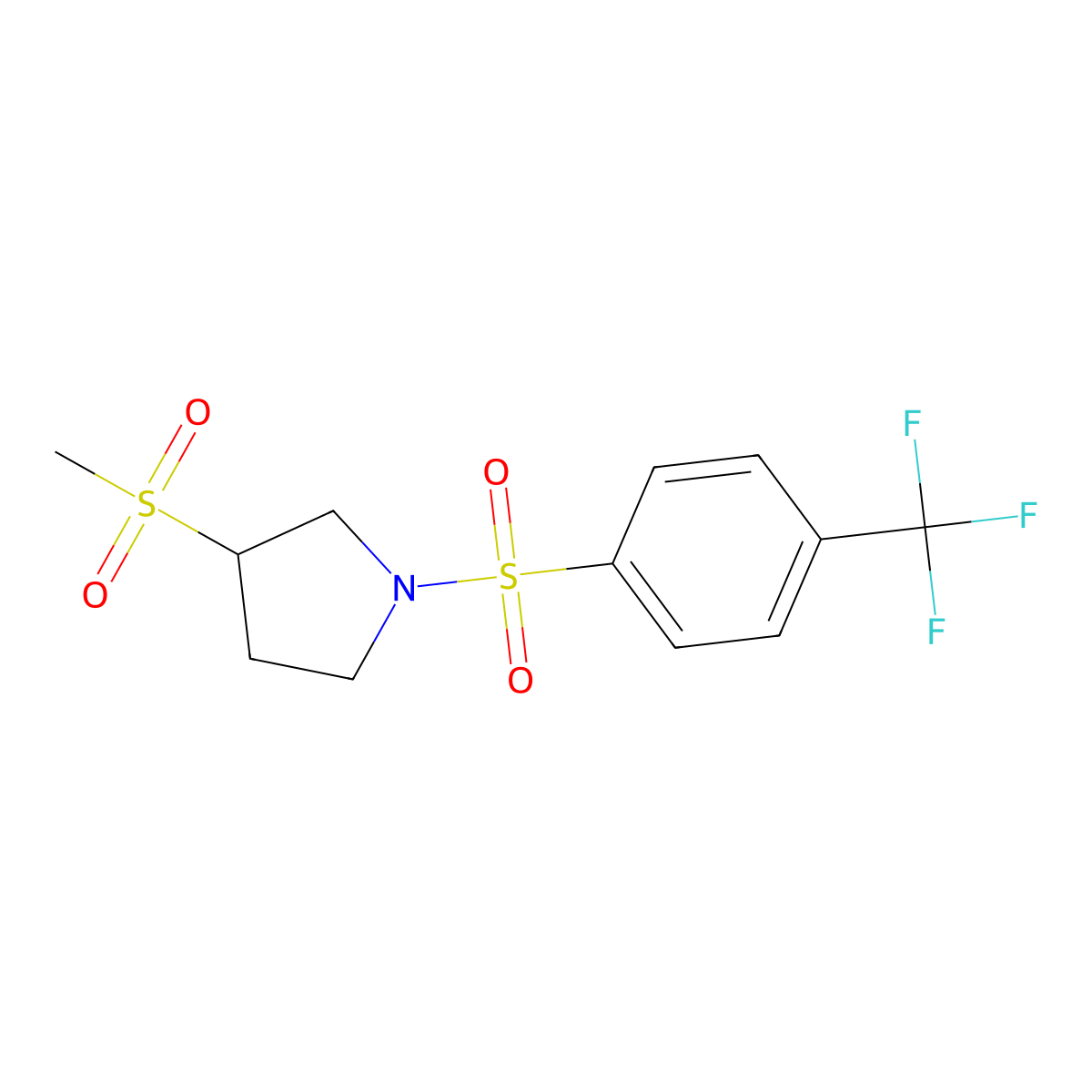 3-(Methylsulfonyl)-1-((4-(trifluoromethyl)phenyl)sulfonyl)pyrrolidine molecular structure, CAS 1448076-11-6