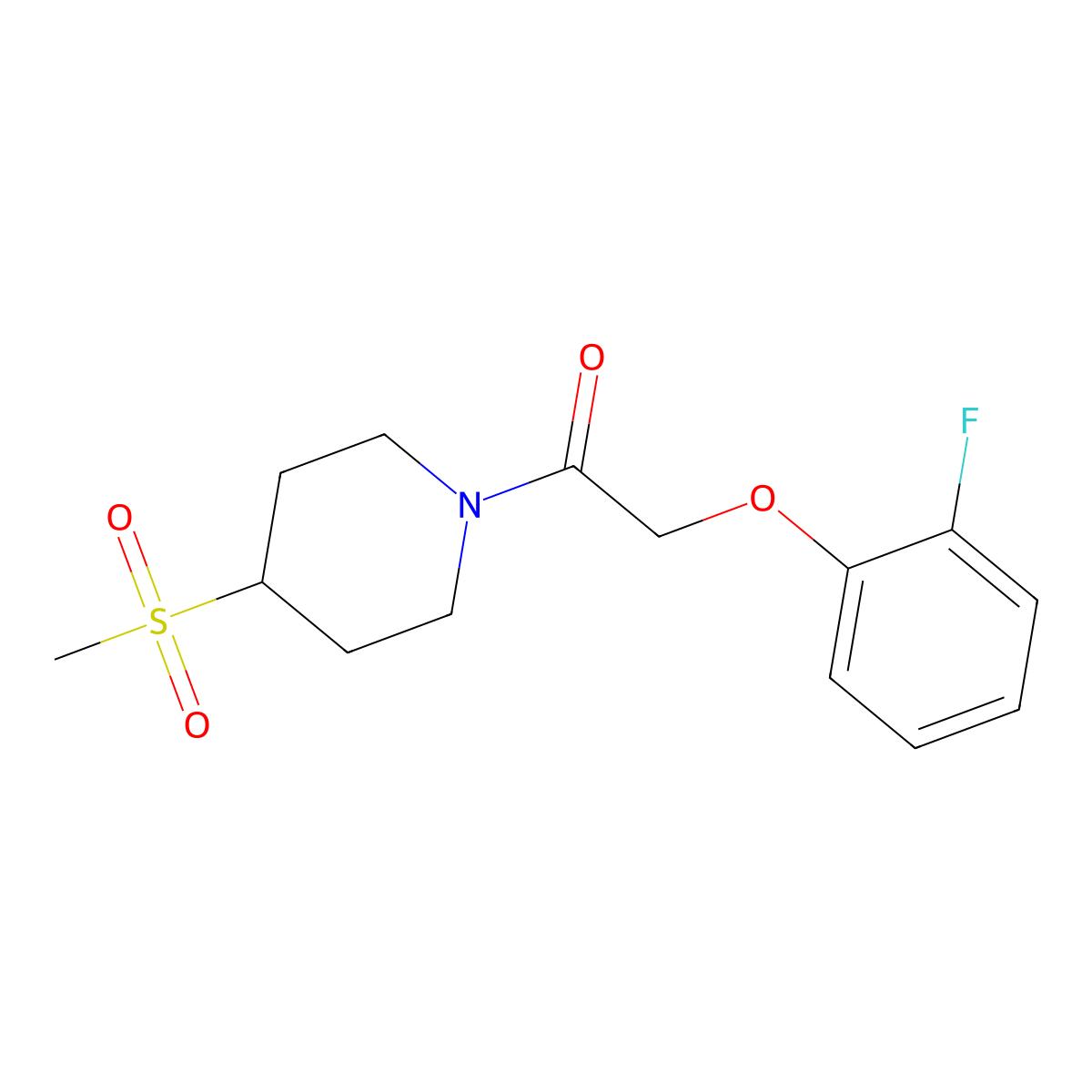 2-(2-Fluorophenoxy)-1-(4-(methylsulfonyl)piperidin-1-yl)ethanone molecular structure, CAS 1448076-14-9