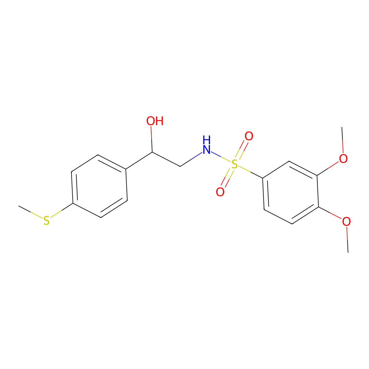 N-(2-hydroxy-2-(4-(methylthio)phenyl)ethyl)-3,4-dimethoxybenzenesulfonamide molecular structure, CAS 1448076-17-2