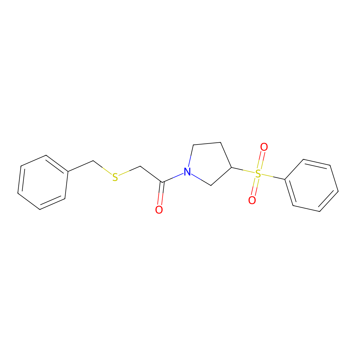 2-(Benzylthio)-1-(3-(phenylsulfonyl)pyrrolidin-1-yl)ethanone molecular structure, CAS 1448076-20-7