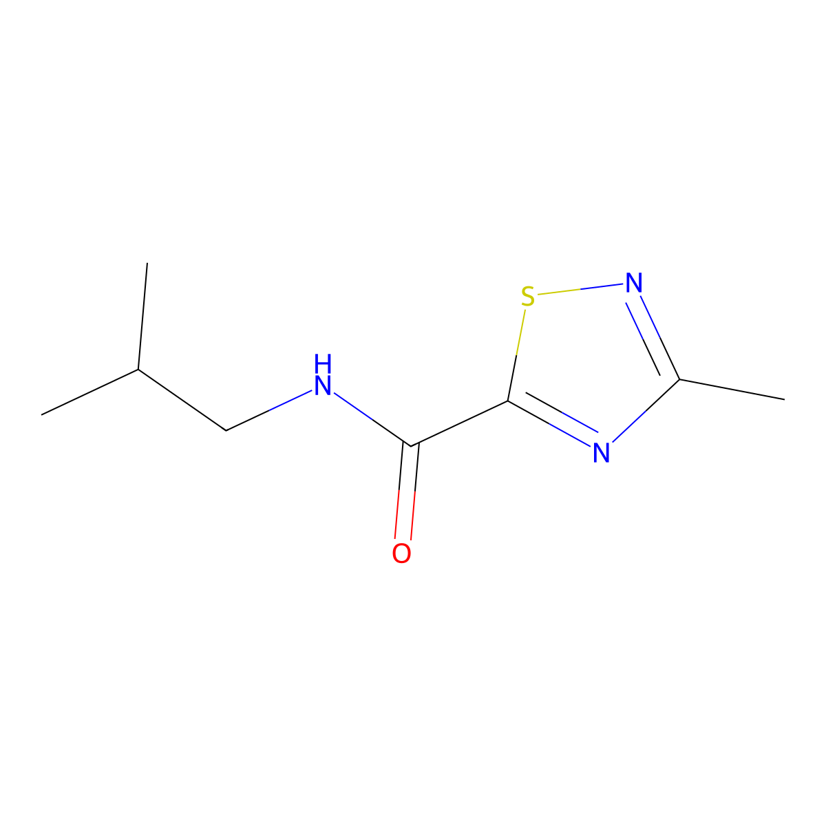 N-isobutyl-3-methyl-1,2,4-thiadiazole-5-carboxamide molecular structure, CAS 1448076-23-0