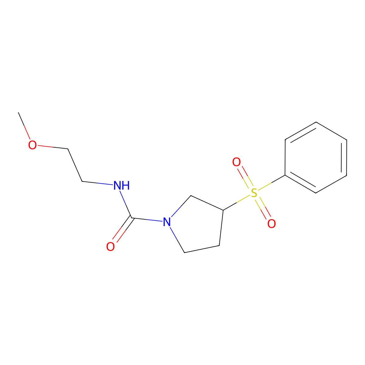 3-(Benzenesulfonyl)-N-(2-methoxyethyl)pyrrolidine-1-carboxamide molecular structure, CAS 1448076-28-5