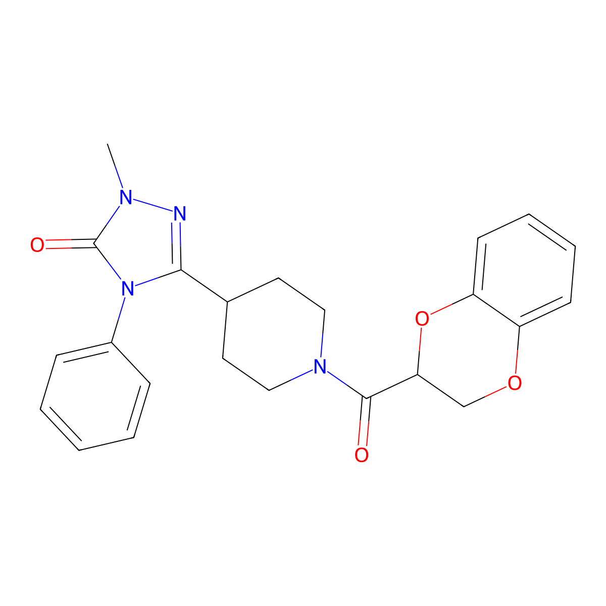 3-(1-(2,3-dihydrobenzo[b][1,4]dioxine-2-carbonyl)piperidin-4-yl)-1-methyl-4-phenyl-1H-1,2,4-triazol-5(4H)-one molecular structure, CAS 1448076-30-9