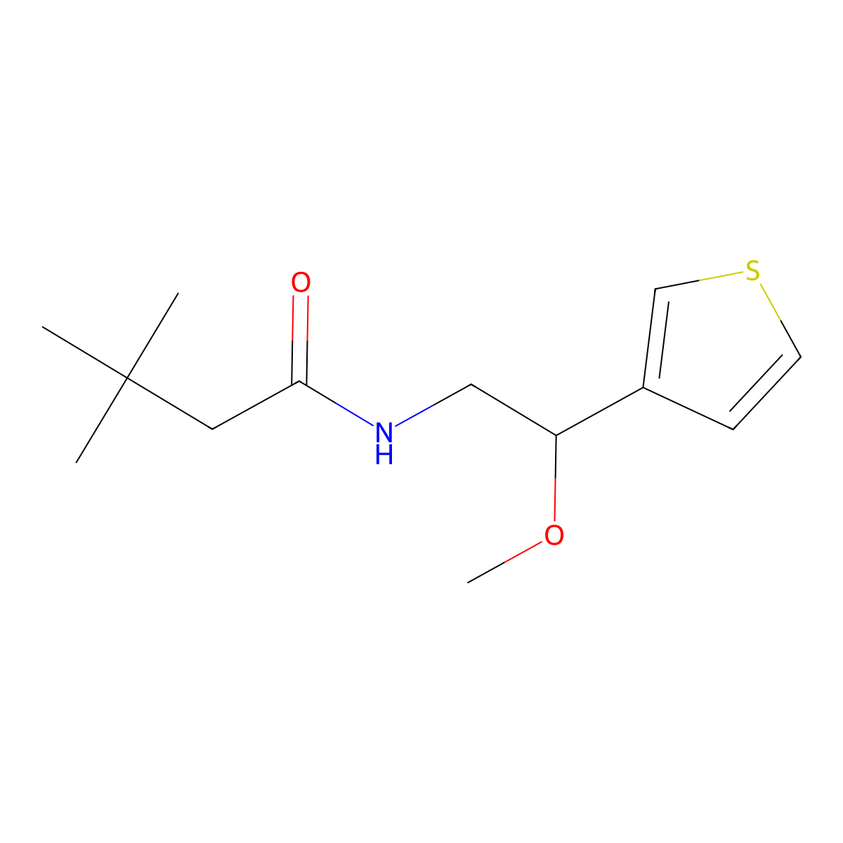 N-(2-methoxy-2-(thiophen-3-yl)ethyl)-3,3-dimethylbutanamide molecular structure, CAS 1448076-31-0