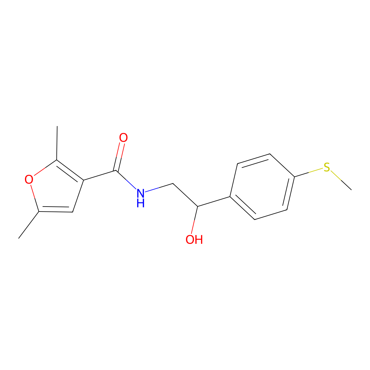 N-(2-hydroxy-2-(4-(methylthio)phenyl)ethyl)-2,5-dimethylfuran-3-carboxamide molecular structure, CAS 1448076-32-1