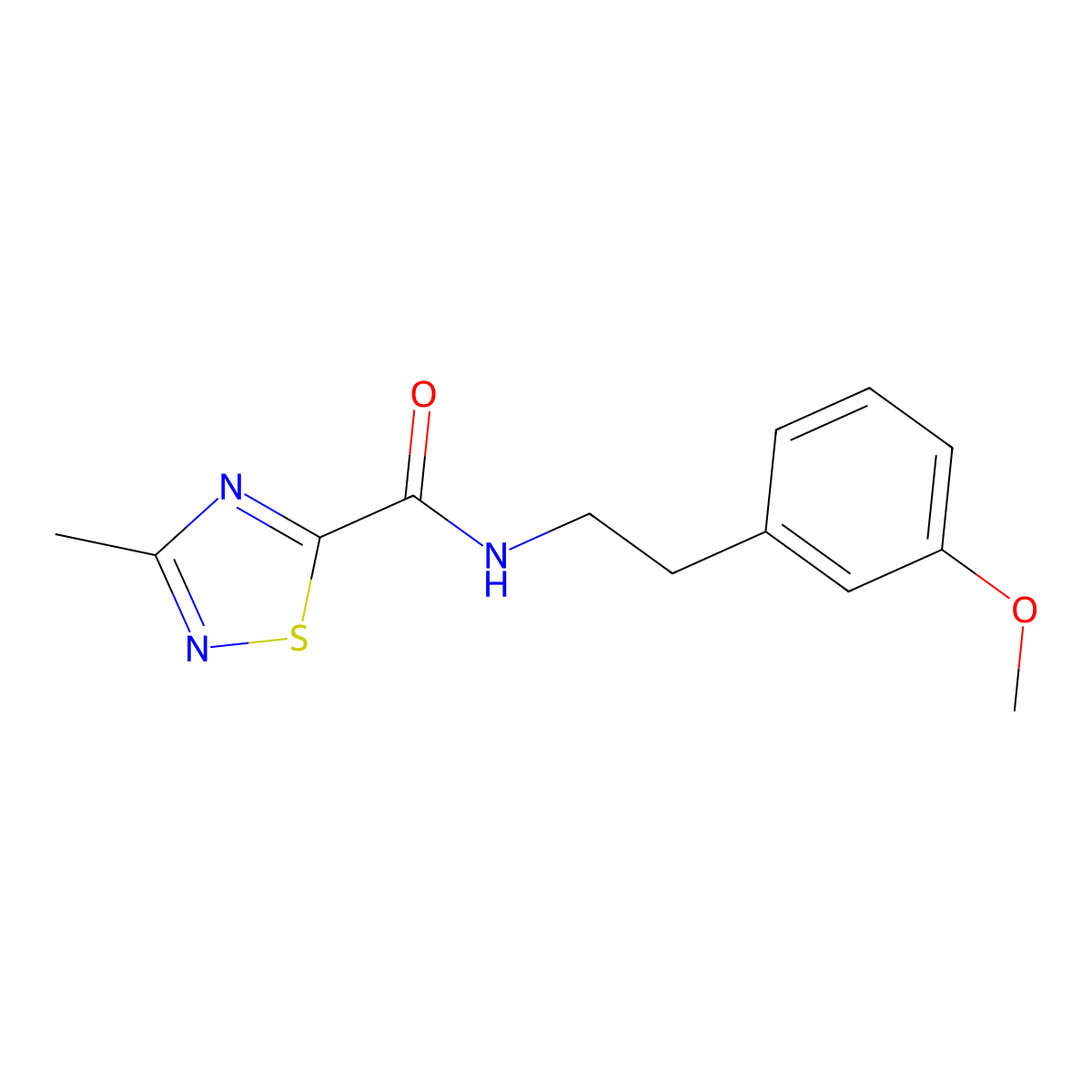 N-(3-methoxyphenethyl)-3-methyl-1,2,4-thiadiazole-5-carboxamide molecular structure, CAS 1448076-34-3