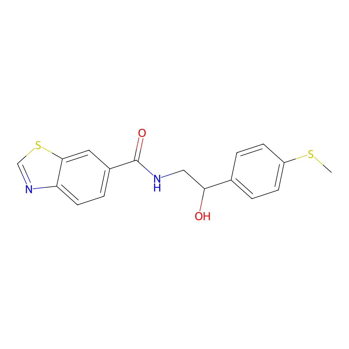 N-(2-hydroxy-2-(4-(methylthio)phenyl)ethyl)benzo[d]thiazole-6-carboxamide molecular structure, CAS 1448076-48-9