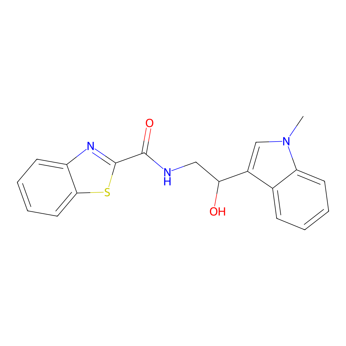 N-(2-hydroxy-2-(1-methyl-1H-indol-3-yl)ethyl)benzo[d]thiazole-2-carboxamide molecular structure, CAS 1448076-49-0