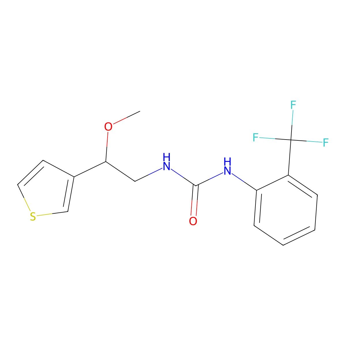 1-(2-Methoxy-2-(thiophen-3-yl)ethyl)-3-(2-(trifluoromethyl)phenyl)urea molecular structure, CAS 1448076-52-5