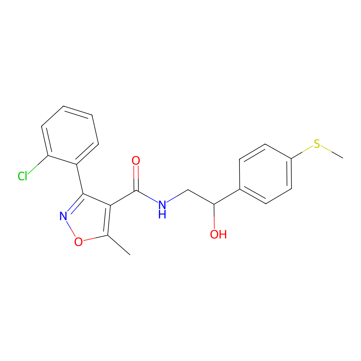 3-(2-chlorophenyl)-N-(2-hydroxy-2-(4-(methylthio)phenyl)ethyl)-5-methylisoxazole-4-carboxamide molecular structure, CAS 1448076-55-8