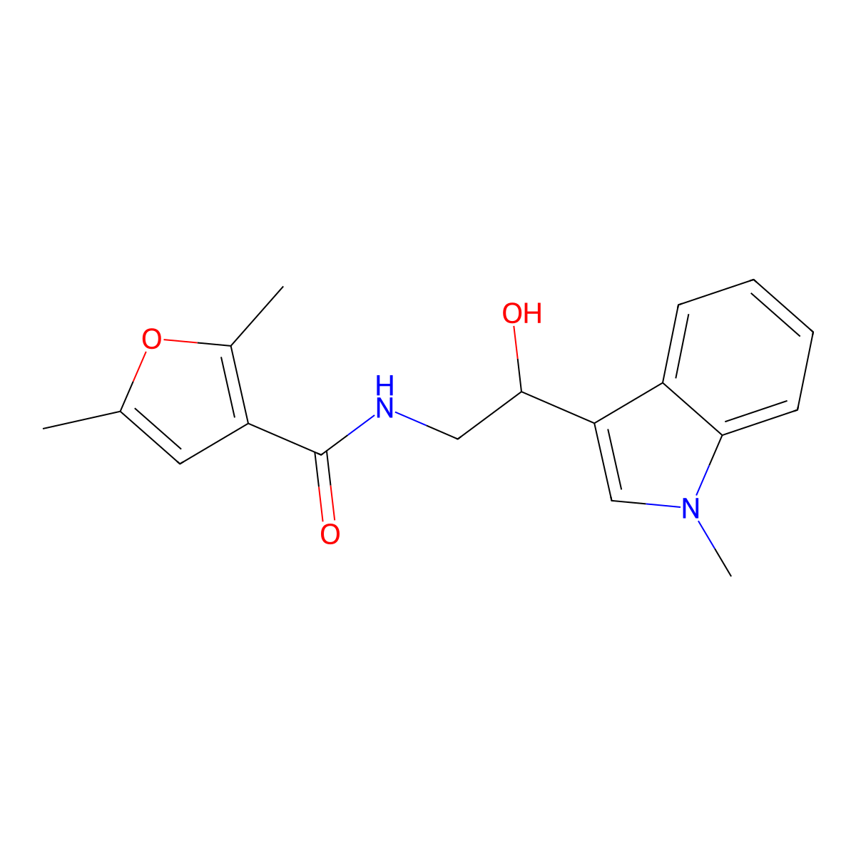 N-(2-hydroxy-2-(1-methyl-1H-indol-3-yl)ethyl)-2,5-dimethylfuran-3-carboxamide molecular structure, CAS 1448076-56-9