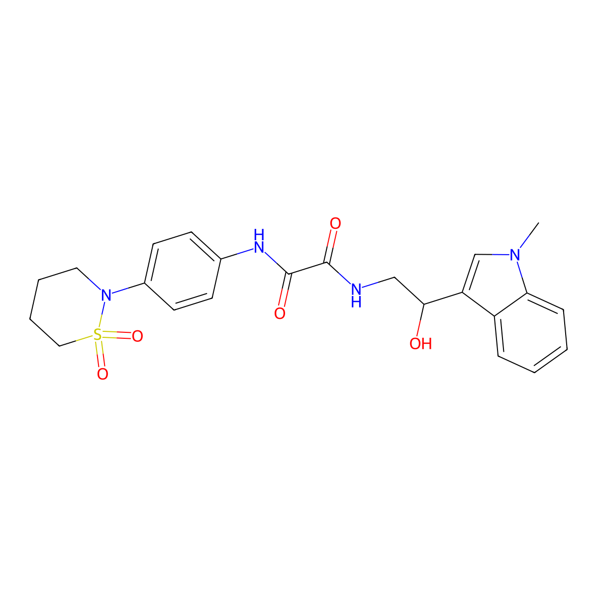N1-(4-(1,1-dioxido-1,2-thiazinan-2-yl)phenyl)-N2-(2-hydroxy-2-(1-methyl-1H-indol-3-yl)ethyl)oxalamide molecular structure, CAS 1448076-58-1