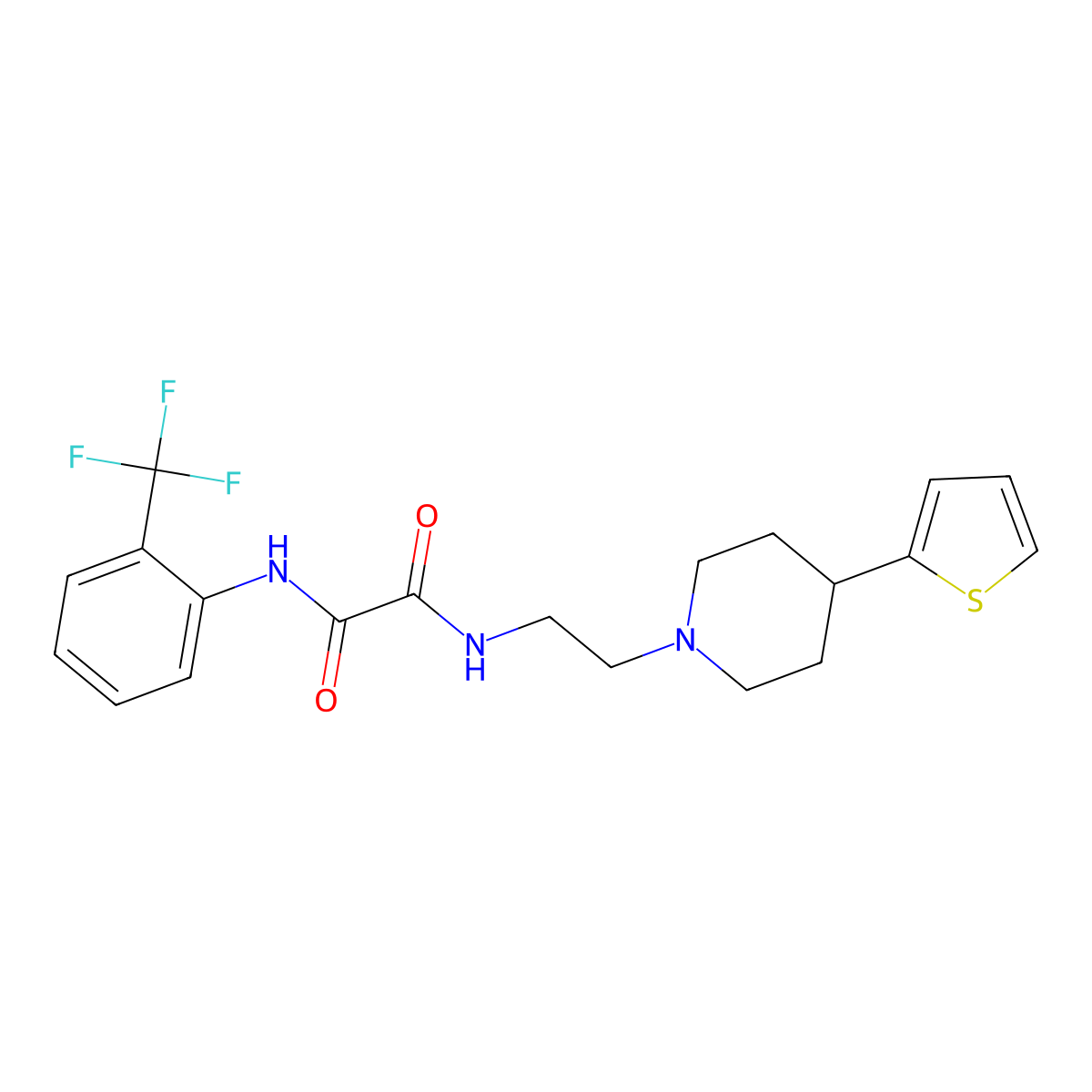 N1-(2-(4-(thiophen-2-yl)piperidin-1-yl)ethyl)-N2-(2-(trifluoromethyl)phenyl)oxalamide molecular structure, CAS 1448076-64-9