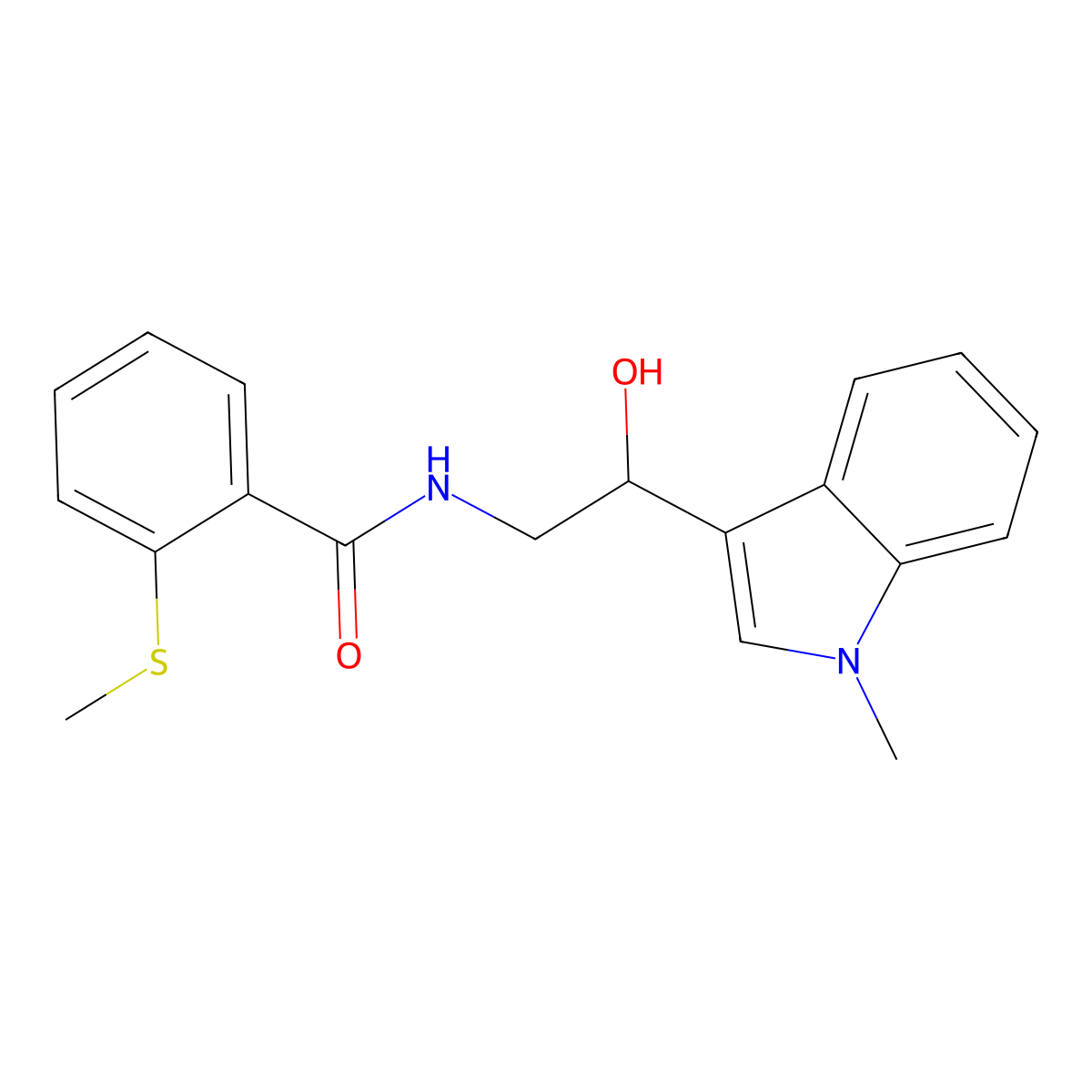 N-(2-hydroxy-2-(1-methyl-1H-indol-3-yl)ethyl)-2-(methylthio)benzamide molecular structure, CAS 1448076-66-1