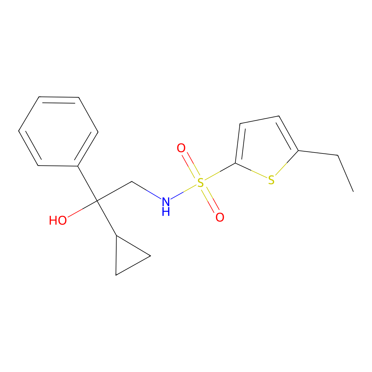N-(2-cyclopropyl-2-hydroxy-2-phenylethyl)-5-ethylthiophene-2-sulfonamide molecular structure, CAS 1448076-67-2