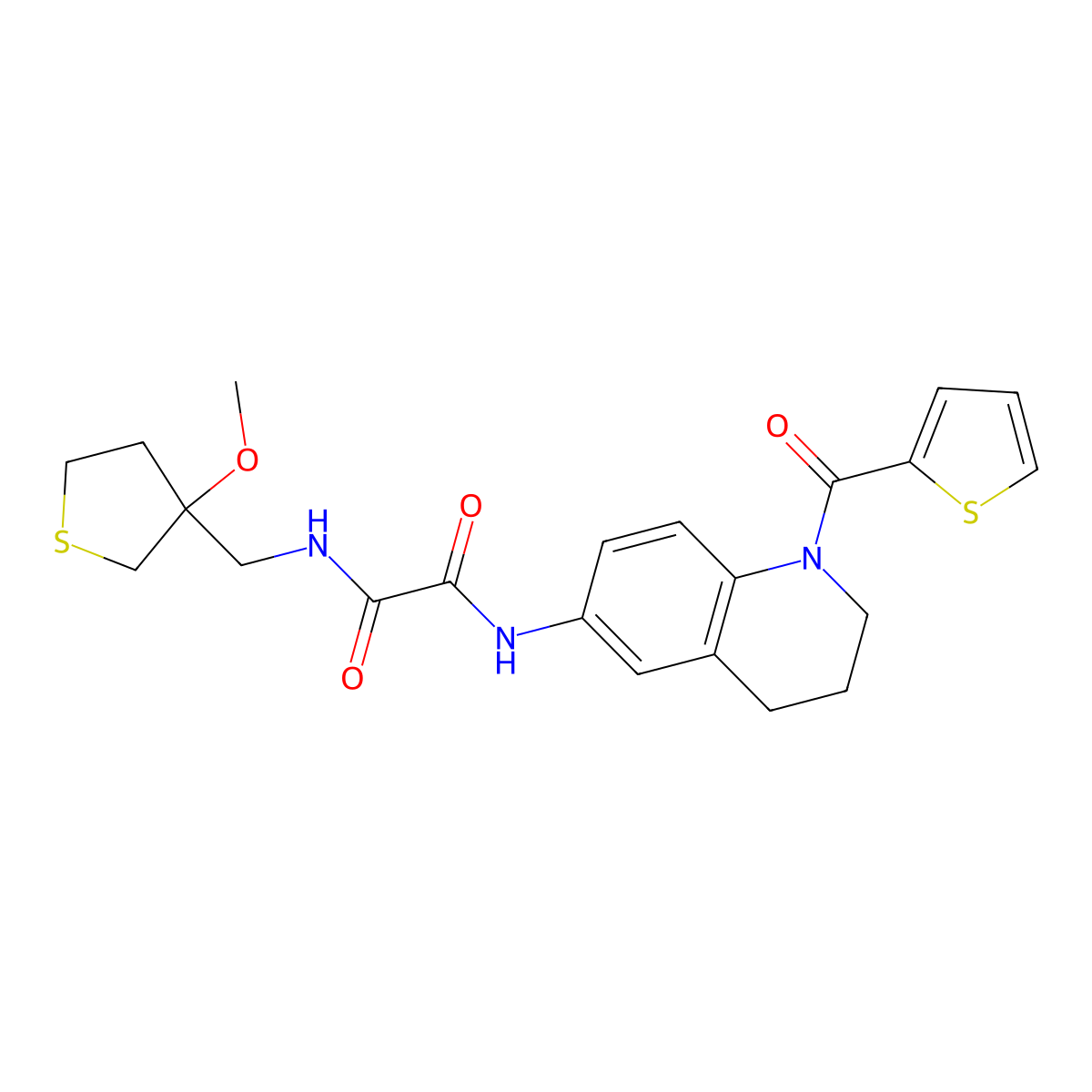 N1-((3-methoxytetrahydrothiophen-3-yl)methyl)-N2-(1-(thiophene-2-carbonyl)-1,2,3,4-tetrahydroquinolin-6-yl)oxalamide molecular structure, CAS 1448076-71-8