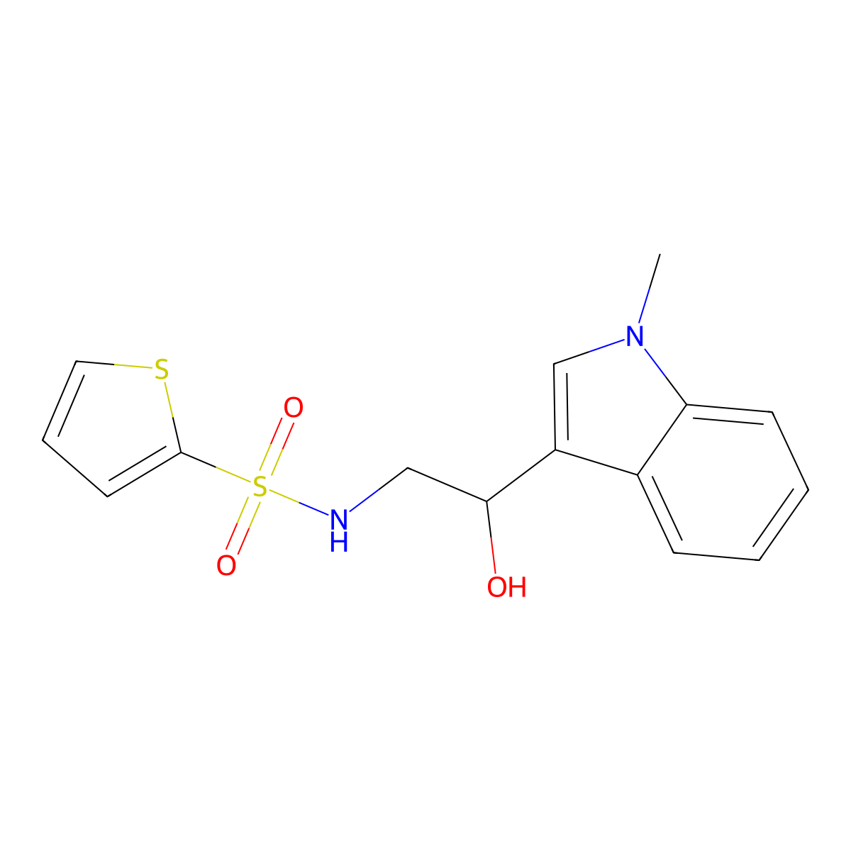 N-(2-hydroxy-2-(1-methyl-1H-indol-3-yl)ethyl)thiophene-2-sulfonamide molecular structure, CAS 1448076-73-0