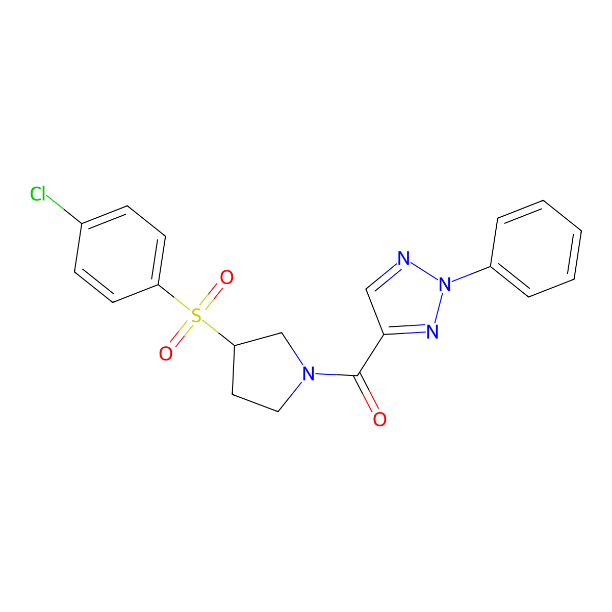 (3-((4-chlorophenyl)sulfonyl)pyrrolidin-1-yl)(2-phenyl-2H-1,2,3-triazol-4-yl)methanone molecular structure, CAS 1448076-77-4