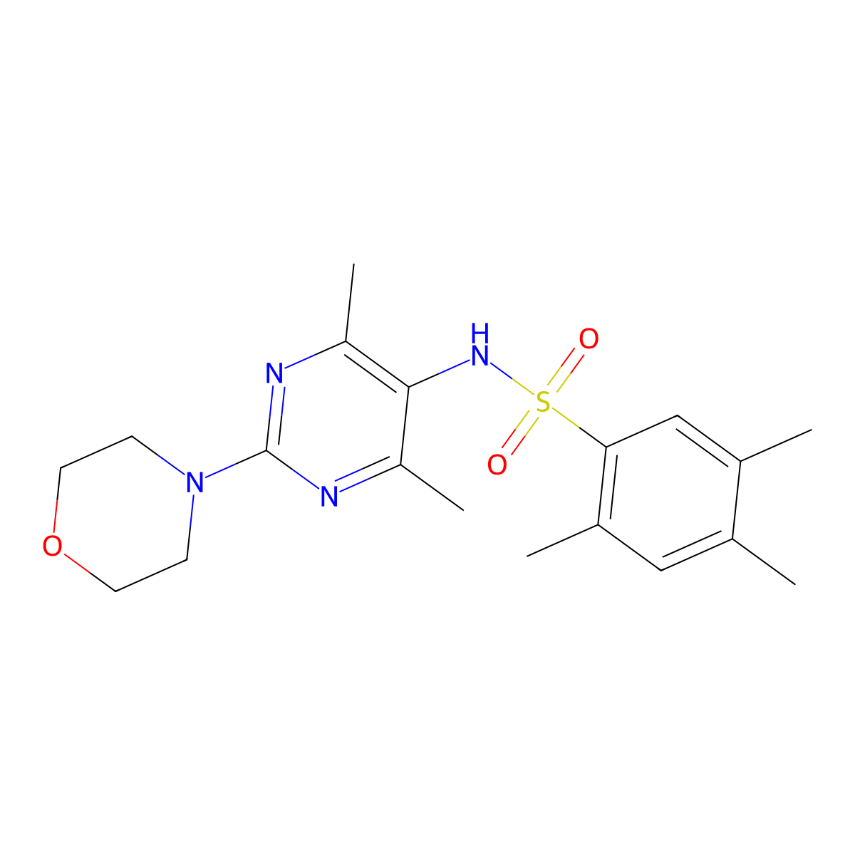 N-(4,6-dimethyl-2-morpholinopyrimidin-5-yl)-2,4,5-trimethylbenzenesulfonamide molecular structure, CAS 1448076-79-6