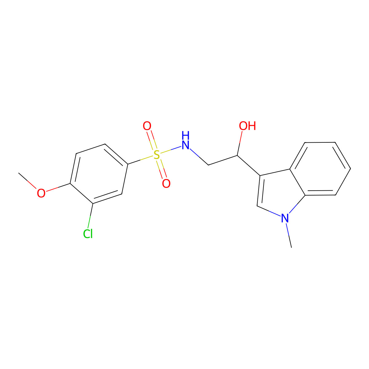 3-chloro-N-(2-hydroxy-2-(1-methyl-1H-indol-3-yl)ethyl)-4-methoxybenzenesulfonamide molecular structure, CAS 1448076-83-2