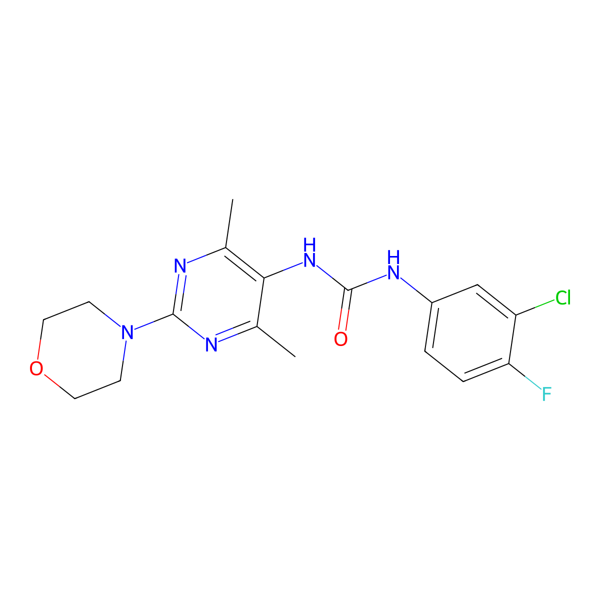 1-(3-Chloro-4-fluorophenyl)-3-(4,6-dimethyl-2-morpholinopyrimidin-5-yl)urea molecular structure, CAS 1448076-86-5