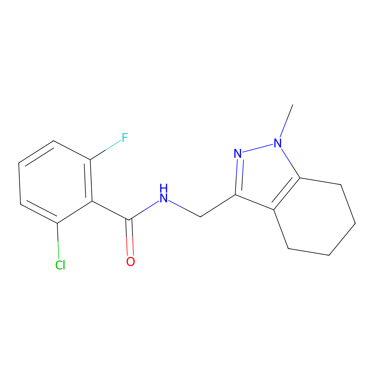2-chloro-6-fluoro-N-[(1-methyl-4,5,6,7-tetrahydro-1H-indazol-3-yl)methyl]benzamide molecular structure, CAS 1448076-88-7