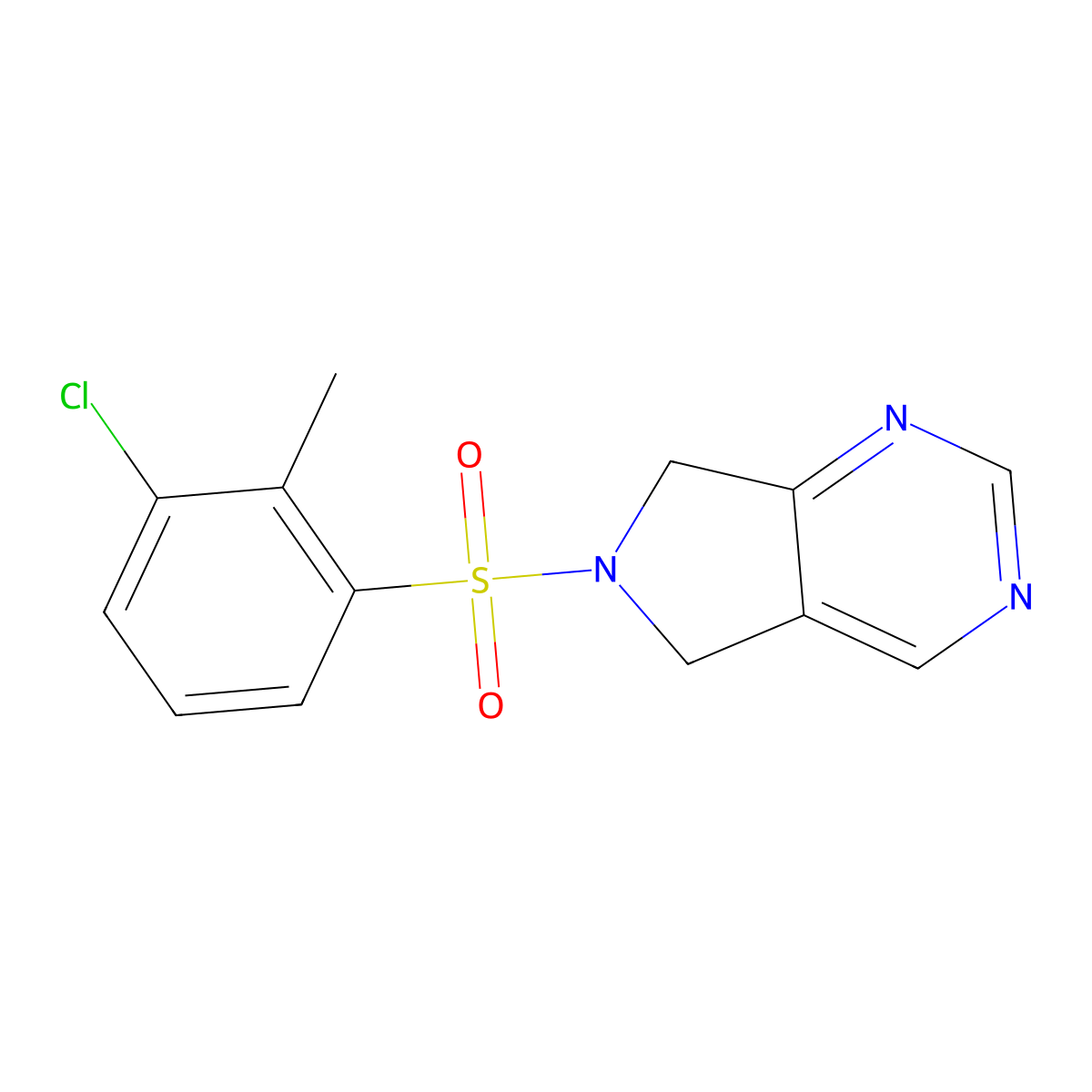 6-((3-chloro-2-methylphenyl)sulfonyl)-6,7-dihydro-5H-pyrrolo[3,4-d]pyrimidine molecular structure, CAS 1448076-90-1